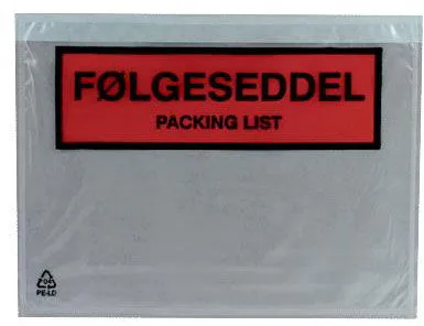 Docustick Standard selvklebende følgeseddellomme med trykk C6 165 mm x 122 mm