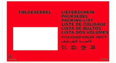 Selvklebende Docustick følgeseddellomme med trykk på 10 språk C65 225 mm x 122 mm