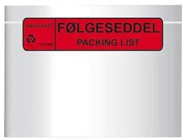 Selvklebende følgeseddellomme Docustick Standard med trykk C5 225 mm x 165 mm